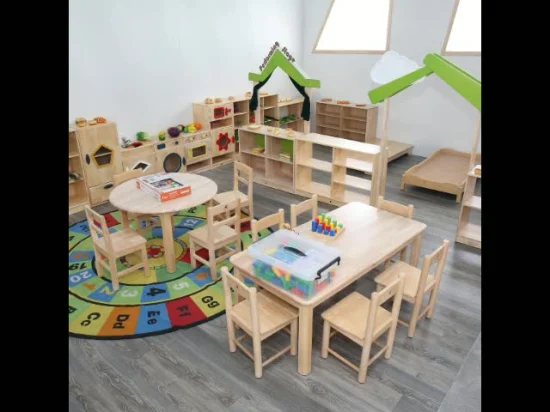 Mobília do jardim de infância das crianças, mobília da sala de aula da creche, pilha de madeira moderna do estudante