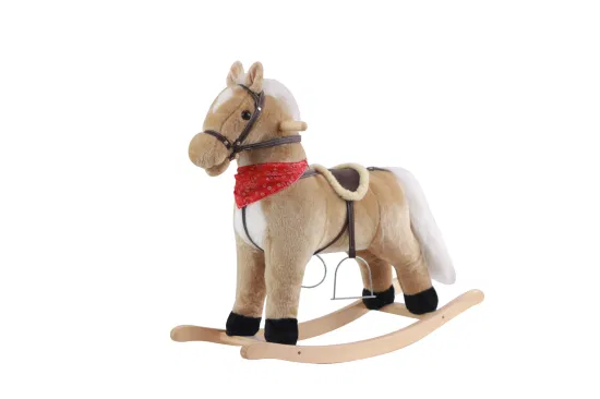 Passeio OEM ODM em cavalo de balanço de madeira para crianças de brinquedo de pelúcia elétrico Trojan personalizado